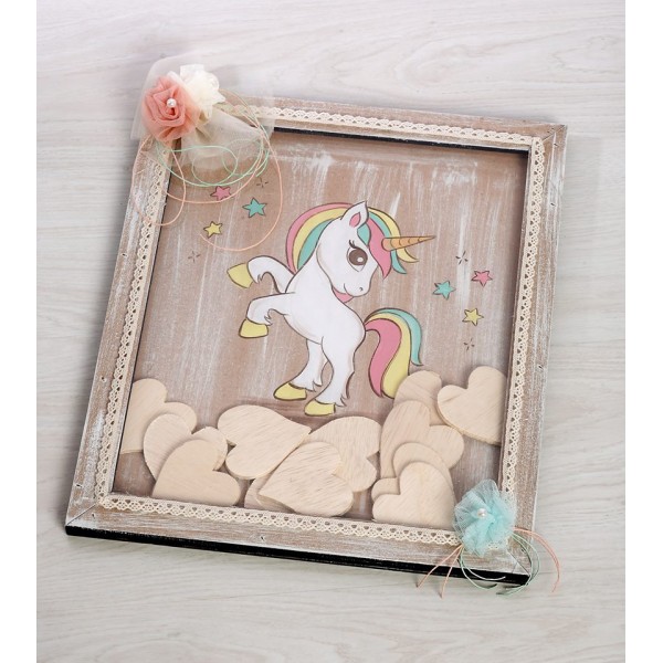 Unicorn themed wooden wish box KE 01