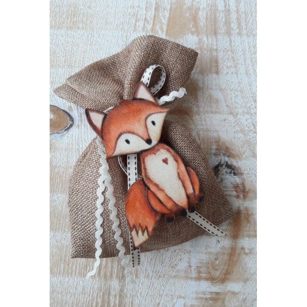 Baby shower favors pouch with fox, forest animals 1030