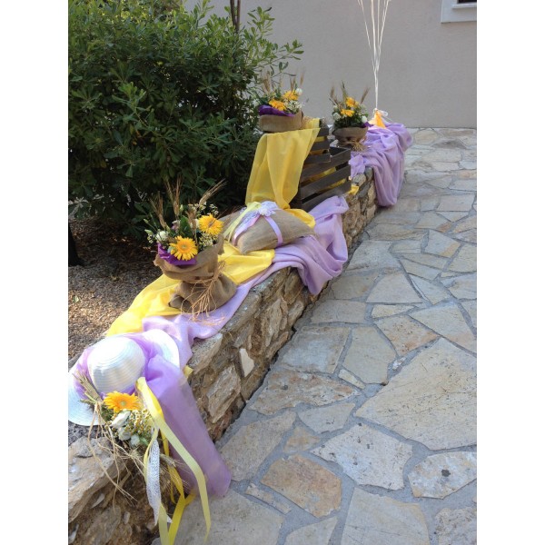 Baptism decoration with bags and hats