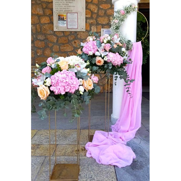 Στολισμός Βάπτισης με Ροζ Ορτανσίες και Τριαντάφυλλα SB14